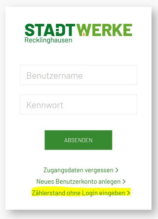 Onlineservice-Center Zählerstand erfassen